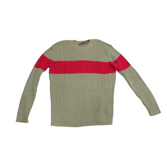 Structure Vintage Y2K Mens Ribbed Crew Neck Sweater Preppy 100% Cotton Size L - Picture 1 of 4